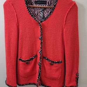 ZARA Blazer Boucle Zebra Red Black White Size S